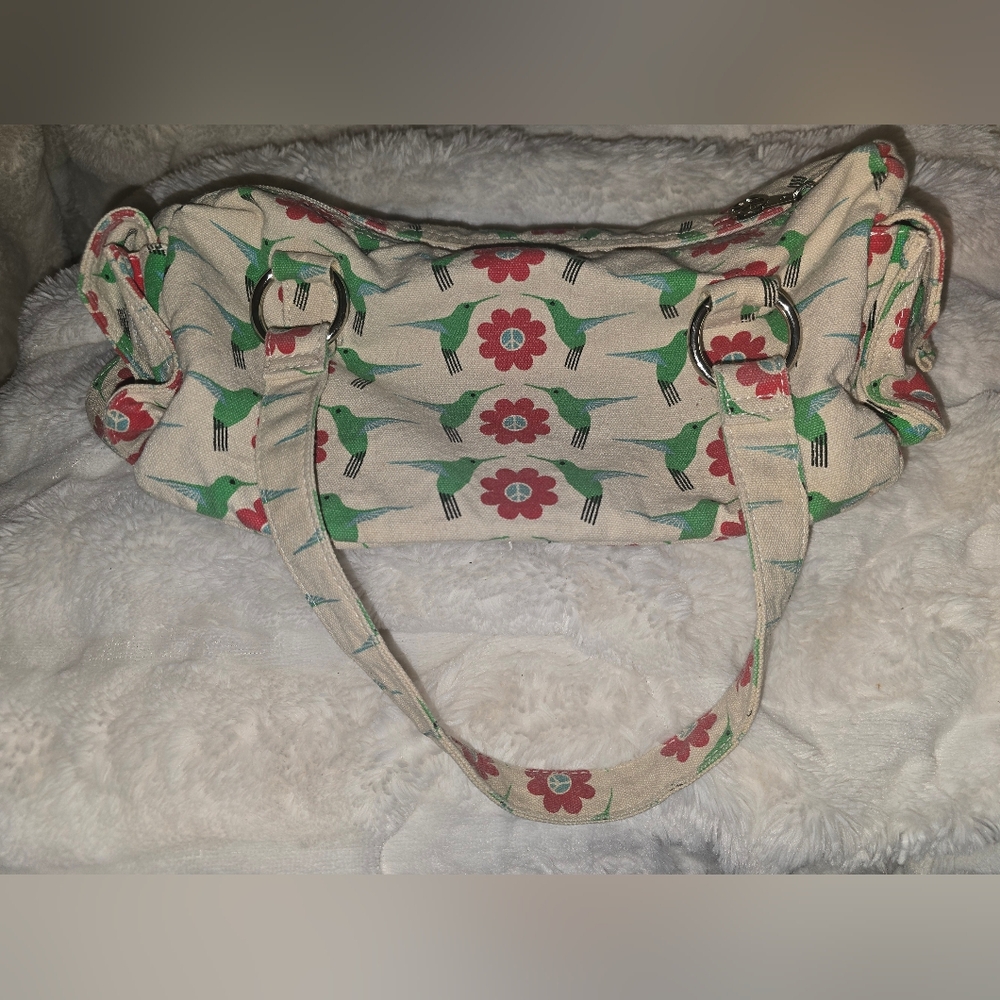 Bungalow 360 Cream and Red Floral Hummingbird Purse - Picture 3 of 13